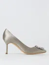 MANOLO BLAHNIK HANGISI PUMPS IN SATIN WITH JEWEL BUCKLE,404300020