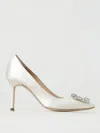 Manolo Blahnik Hangisi Embellished Buckle Pumps In Ivory