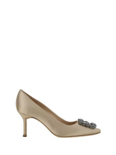 Manolo Blahnik Hangisi Crystal-buckle Pumps In Brown