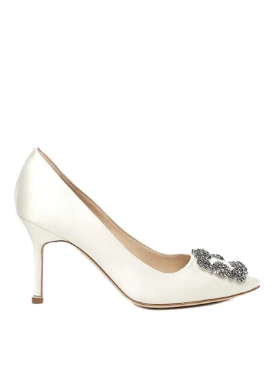 Manolo Blahnik Hangisi 70mm Crystal-embellished Pumps In White