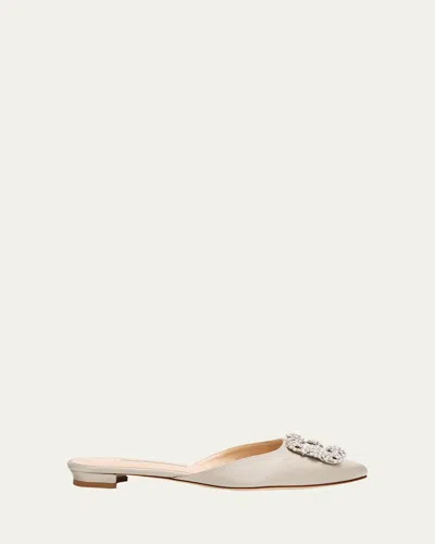 Manolo Blahnik Hangisi Satin Ballerina Flats In Gray