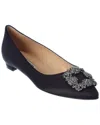 Manolo Blahnik 10mm Hangisi Fmc Velvet Flats In Black