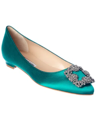 Manolo Blahnik Hangisi Flat In Green
