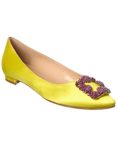 Manolo Blahnik Hangisi Satin Flat In Multi
