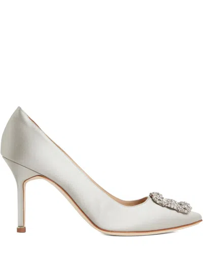 Manolo Blahnik Hangisi Satin Jewel-embellished Pumps