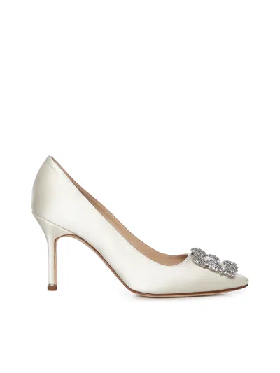 Manolo Blahnik Hangisi 70 Silk-satin Pumps In White