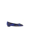 Manolo Blahnik Hangisi Tartan Ballet Flats In Blue
