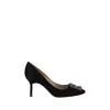 Manolo Blahnik Hangisi 50 Fmc Crystal-embellished Satin Pumps In Black