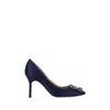Manolo Blahnik Crystal Buckle Detail Design High Heels In Multi