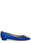 Manolo Blahnik Hangisiflat 10 Silk-satin Flats In Blue