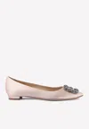 Manolo Blahnik Hangisiflat Crystal-embellished Ballet Flats In Nude