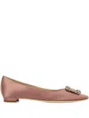 Manolo Blahnik Hangisiflat Crystal-embellished Pumps In Pink