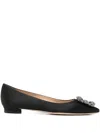 Manolo Blahnik Hangisiflat Embellished Pumps In Black