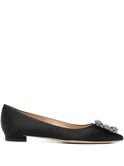 Manolo Blahnik Hangisiflat Embellished Pumps In Black