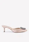 Manolo Blahnik Hangisimu 50 Crystal Buckle Mules In Nude