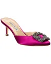 Manolo Blahnik Hangisimu 50 Satin Mule In Pink