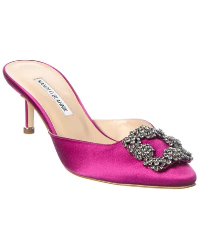 Manolo Blahnik Hangisimu 50 Satin Mule In Pink
