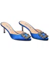 Manolo Blahnik Hangisimu 50 Satin Pump (authentic ) In Blue