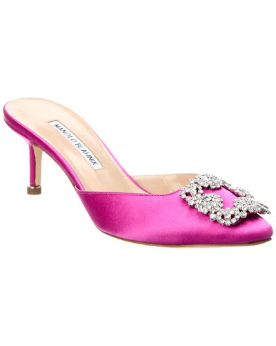 Manolo Blahnik Hangisimu 50 Satin Slingback Pump In Pink