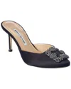 Manolo Blahnik Hangisimu 70 Embellished Satin Mules In Black