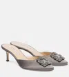 Manolo Blahnik Hangisimu Embellished Satin Mules