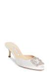 Manolo Blahnik Hangisimu Mule Pump In White