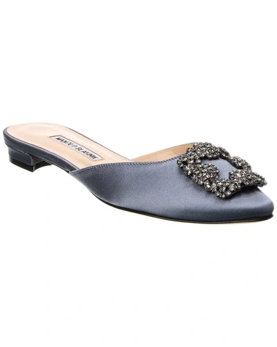 Manolo Blahnik Hangisimu Satin Flat In Blue