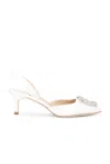 Manolo Blahnik 70mm Hangisli Satin Pumps In Medium Cream