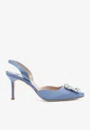 Manolo Blahnik Hangisli 70 Crystal Buckle Slingback Pumps In Blue