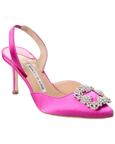 Manolo Blahnik Hangisli 70 Satin Slingback Pump In Pink