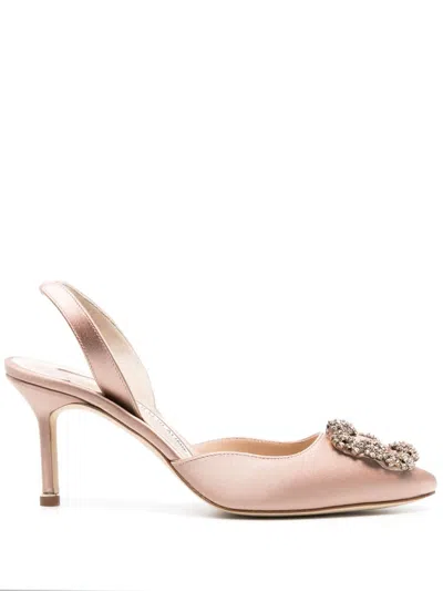Manolo Blahnik Hangisli 70mm Crystal-buckle Pumps In Pink