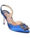 Manolo Blahnik Hangisli 90 Satin Slingback Pump In Blue