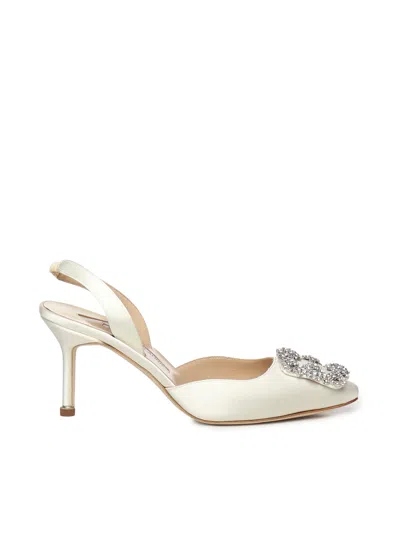 Manolo Blahnik Hangisli Slingback In White