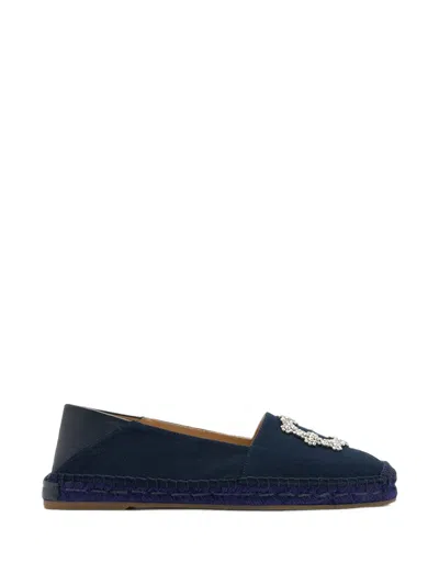 Manolo Blahnik Hangrilla Crystal-buckle Espadrilles In Blue