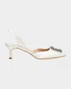 Manolo Blahnik Women's Hangisli 70mm Satin Slingback Pumps In Light Cream