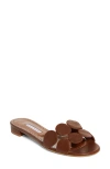 Manolo Blahnik Circle-cut Leather Flat Slide Sandals In Brown