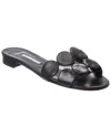 Manolo Blahnik Circle-cut Leather Flat Slide Sandals In Black