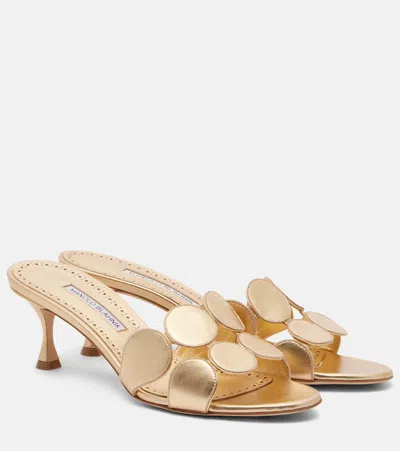Manolo Blahnik Haribalmu 50 Leather Mules