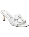 Manolo Blahnik Haribalmu Leather Slide Sandals In White