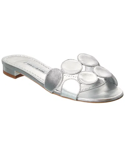 Manolo Blahnik Haribalmu Leather Sandal In Silver