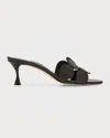 Manolo Blahnik Haribalmu Leather Slide Sandals In Black