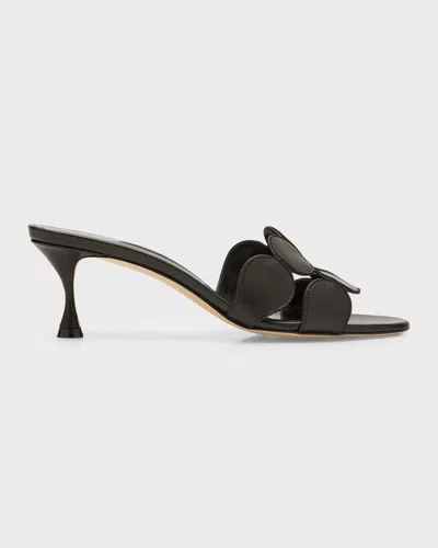 Manolo Blahnik Haribalmu Leather Slide Sandals In Black