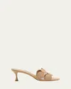 Manolo Blahnik Haribalmu Leather Slide Sandals In Nude
