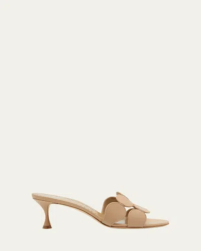 Manolo Blahnik Haribalmu Leather Slide Sandals In Nude