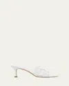 Manolo Blahnik Haribalmu Leather Slide Sandals In White