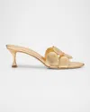 Manolo Blahnik Haribalmu Leather Slide Sandals In Gold
