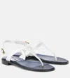 Manolo Blahnik Hata Leather Thong Sandals In Red
