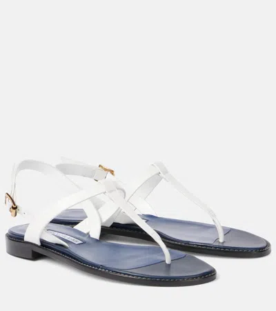 Manolo Blahnik Hata Leather Thong Sandals In Red