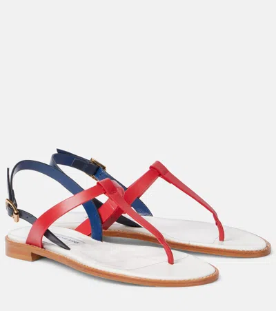 Manolo Blahnik Hata Leather Thong Sandals In White