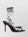 Manolo Blahnik Heel Sandals With Embellished Strappy Design In Black